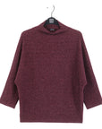Plush Ribbed - Funnel Neck Sweater - Plum