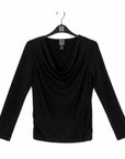 Cowl Neck Side Ruched Top - Black - Limited Sizes - XS, S, L