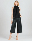 Mock Neck-Tie Detail Top - Black - Final Sale