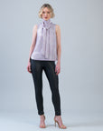 Glitter Foil - Mock Neck-Tie Detail Top - Pink - Final Sale!