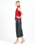 Glimmer Speck - Mock Neck-Tie Detail Top - Red - Final Sale!
