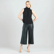 Mock Neck-Tie Detail Top - Black - Final Sale