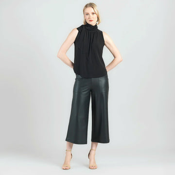 Mock Neck-Tie Detail Top - Black - Final Sale