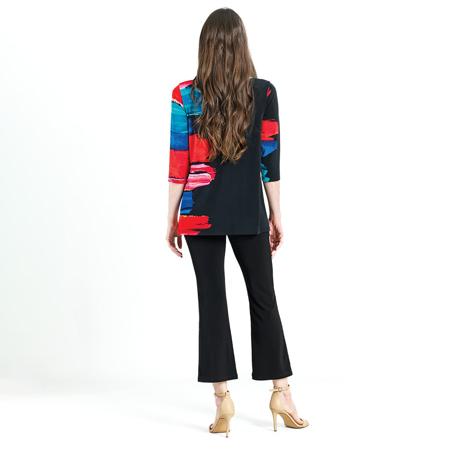 Scoop Neck Tunic - Red Paint Stroke