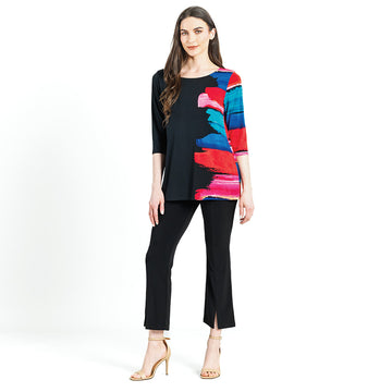 Scoop Neck Tunic - Red Paint Stroke