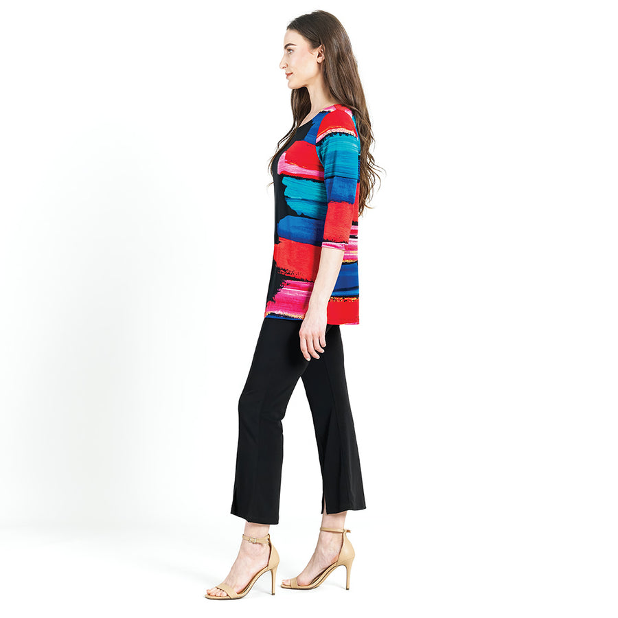 Scoop Neck Tunic - Red Paint Stroke