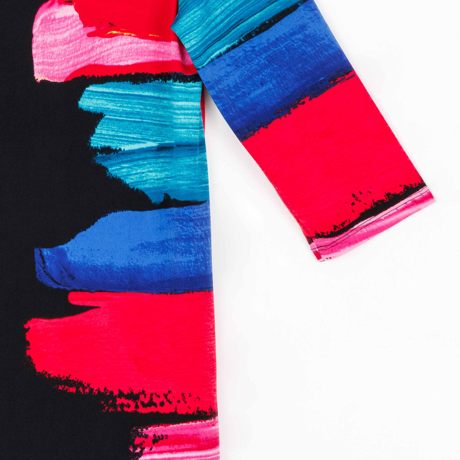 Scoop Neck Tunic - Red Paint Stroke