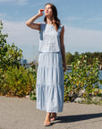 Soft Cotton - Double Tiered Maxi Skirt - Powder Blue