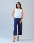 Soft Cotton - Back Pleat Henley Tank - White - Final Sale