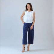 Soft Cotton - Back Pleat Henley Tank - White - Final Sale