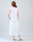 Soft Cotton - Double Tiered Maxi Skirt - White