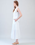 Soft Cotton - Double Tiered Maxi Skirt - White