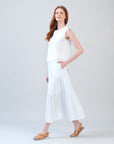 Soft Cotton - Double Tiered Maxi Skirt - White