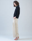 Plush Ribbed - Crossover Petal Neck Sweater - Black