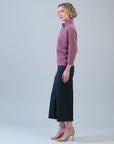 Plush Ribbed - Crossover Petal Neck Sweater - Mauve