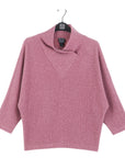 Plush Ribbed - Crossover Petal Neck Sweater - Mauve