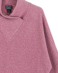 Plush Ribbed - Crossover Petal Neck Sweater - Mauve