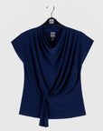 Drape Neck Loop Front Top - Navy - Final Sale