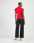 Glimmer Speck - Drape Neck Loop Front Top - Red