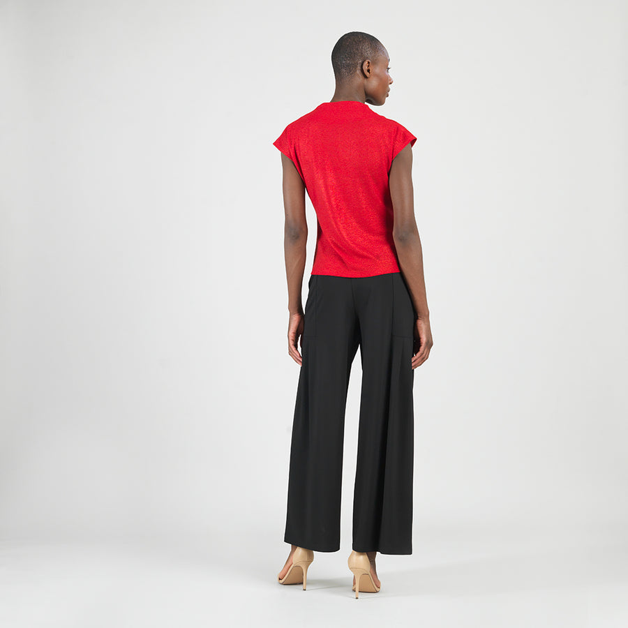 Glimmer Speck - Drape Neck Loop Front Top - Red