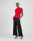 Glimmer Speck - Drape Neck Loop Front Top - Red