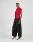 Glimmer Speck - Drape Neck Loop Front Top - Red