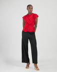 Glimmer Speck - Drape Neck Loop Front Top - Red
