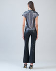Metallic Shimmer - Drape Neck Loop Front Top - Gunmetal - Limited Sizes