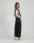 Metallic Shimmer - Drape Neck Loop Front Top - Gunmetal