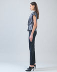 Metallic Shimmer - Drape Neck Loop Front Top - Gunmetal - Limited Sizes
