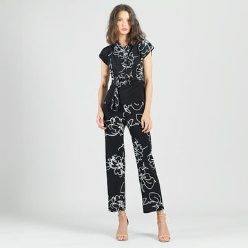 Crepe Knit - Drape Neck Loop Front Top - Blossom Sketch - Final Sale!