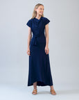 Drape Neck Loop Front Top - Navy - Final Sale