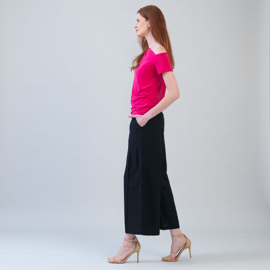 Angular Drape Neck Off Shoulder Top - Hot Pink – Clara Sunwoo