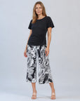 Side Cinched Flounce Sleeve Top - Black - Final Sale