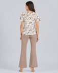 Side Cinched Flounce Sleeve Top - Python Spot - Final Sale