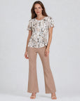 Side Cinched Flounce Sleeve Top - Python Spot - Final Sale