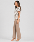 Side Cinched Flounce Sleeve Top - Python Spot - Final Sale