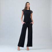 Mesh Cap Sleeve Top - Black