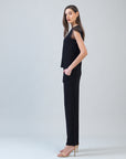 Mesh Cap Sleeve Top - Black
