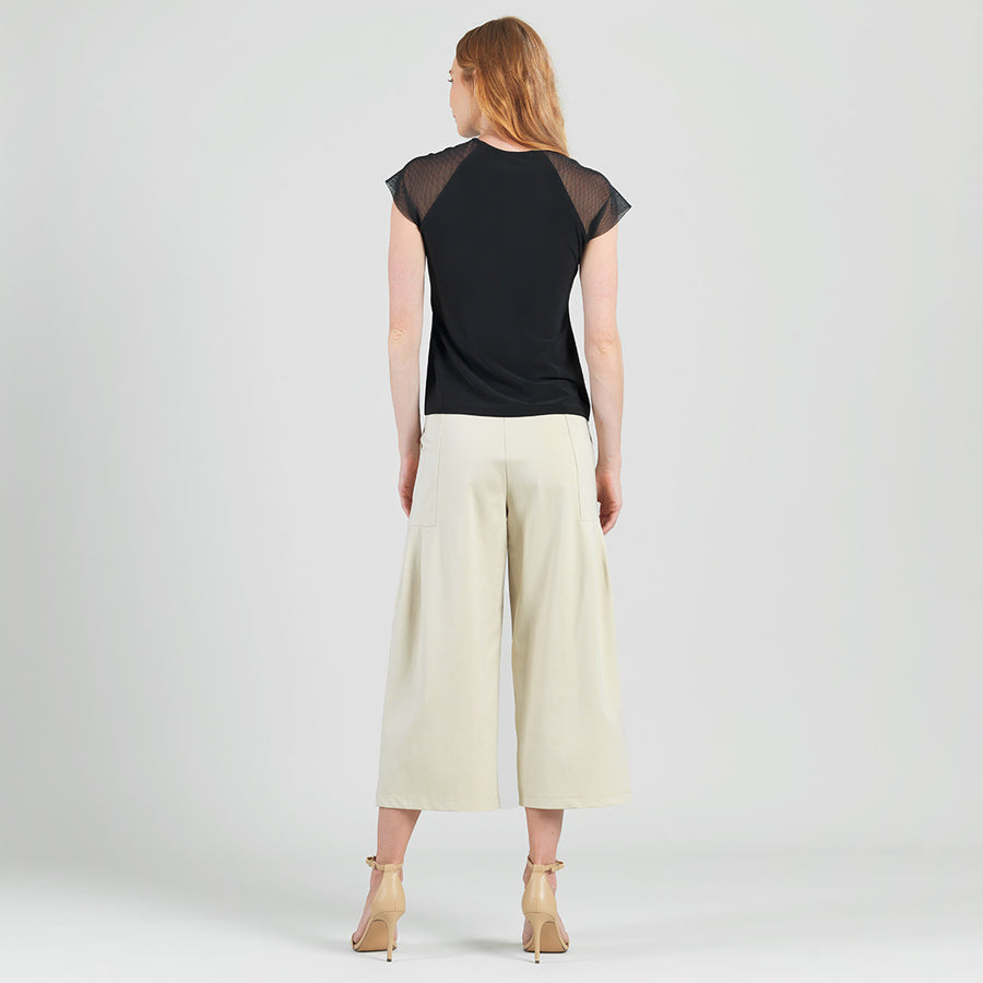 Mesh Cap Sleeve Top - Black