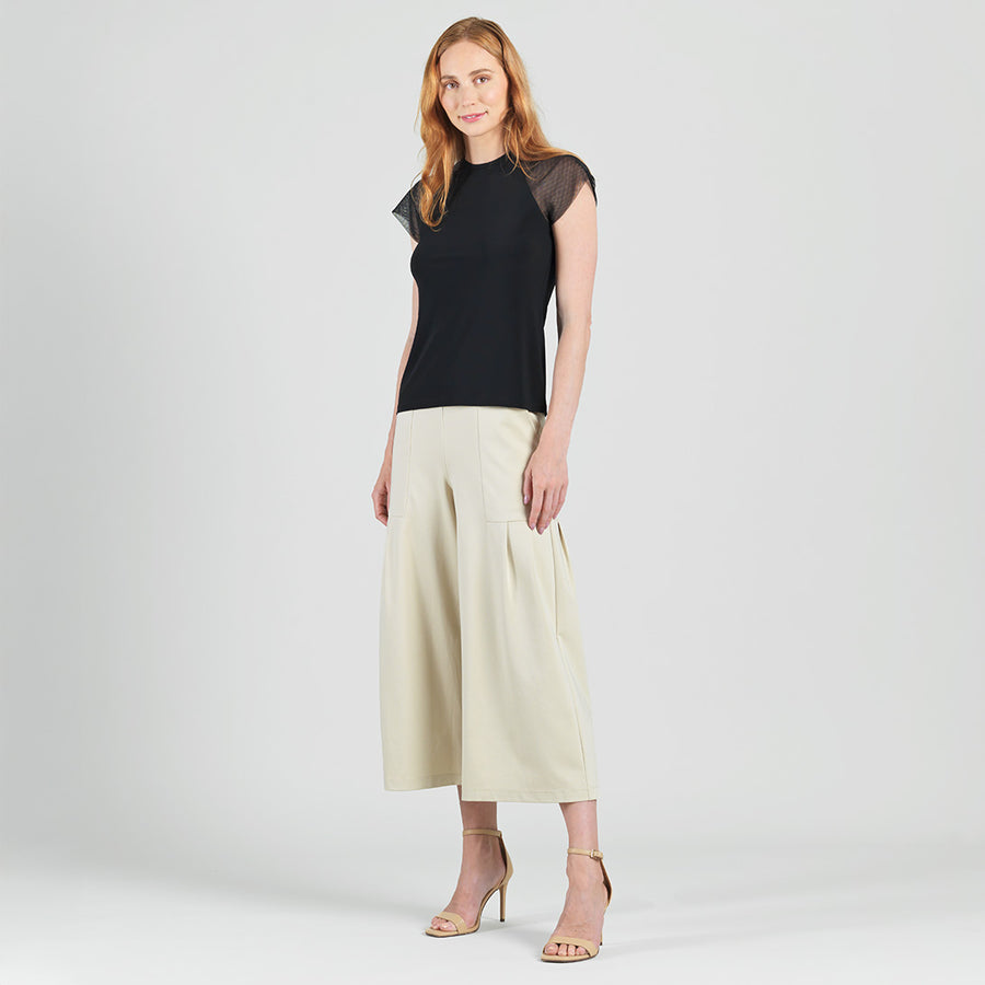 Mesh Cap Sleeve Top - Black