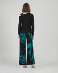 Angular Drape Neck Open Shoulder Top - Black