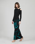 Angular Drape Neck Open Shoulder Top - Black