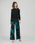 Angular Drape Neck Open Shoulder Top - Black