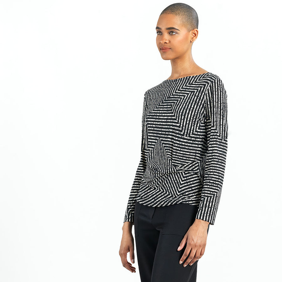 Side Twist Top - Geometric Stripe