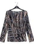 Side Twist Top - Track Stripe-Beige