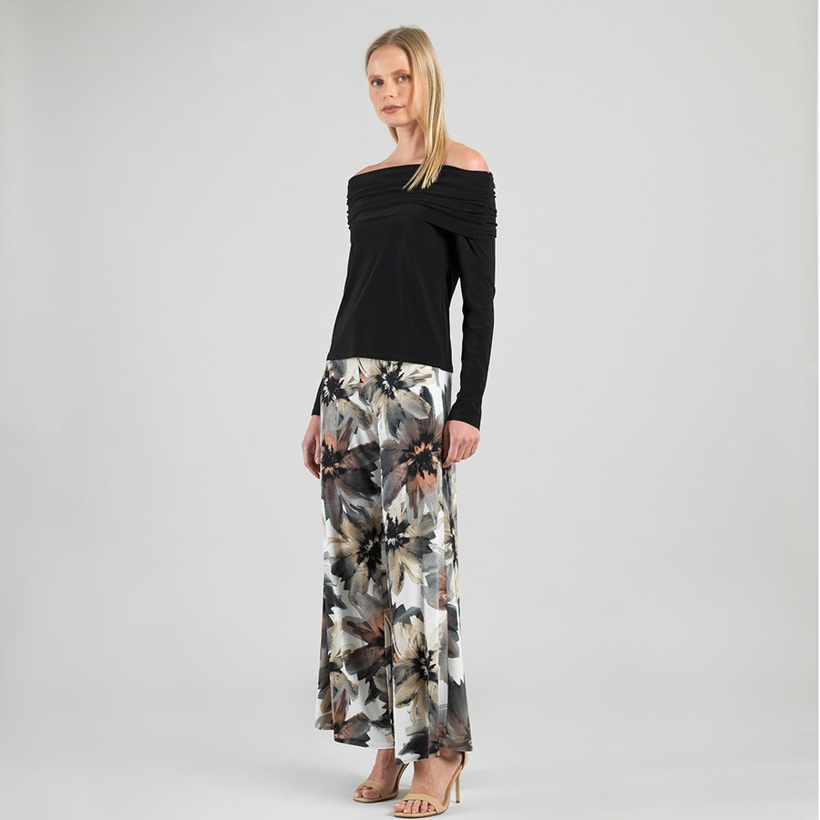 Ruched Off-Shoulder Top - Black