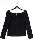 Ruched Off-Shoulder Top - Black