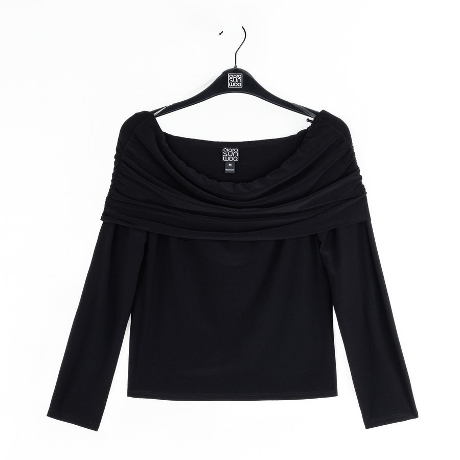 Ruched Off-Shoulder Top - Black