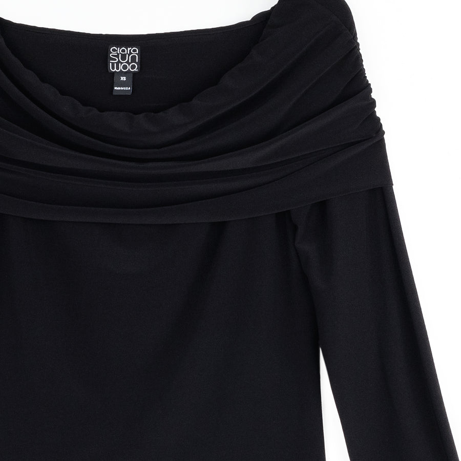 Ruched Off-Shoulder Top - Black